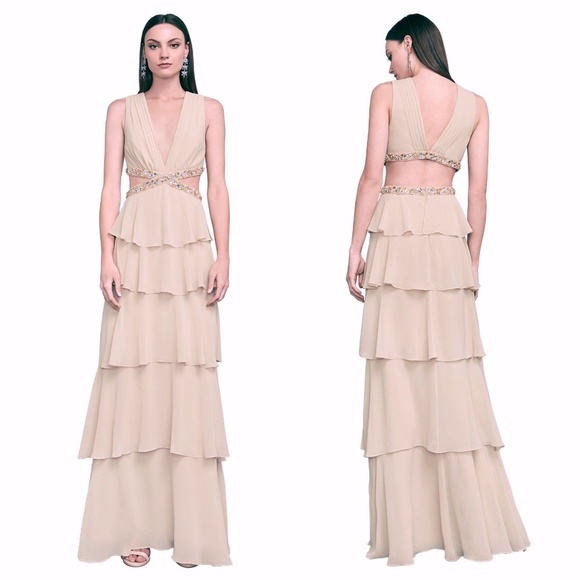 nwt BCBGMAXAZRIA Thassia Tiered Beaded Gown Dress - Picture 2 of 8